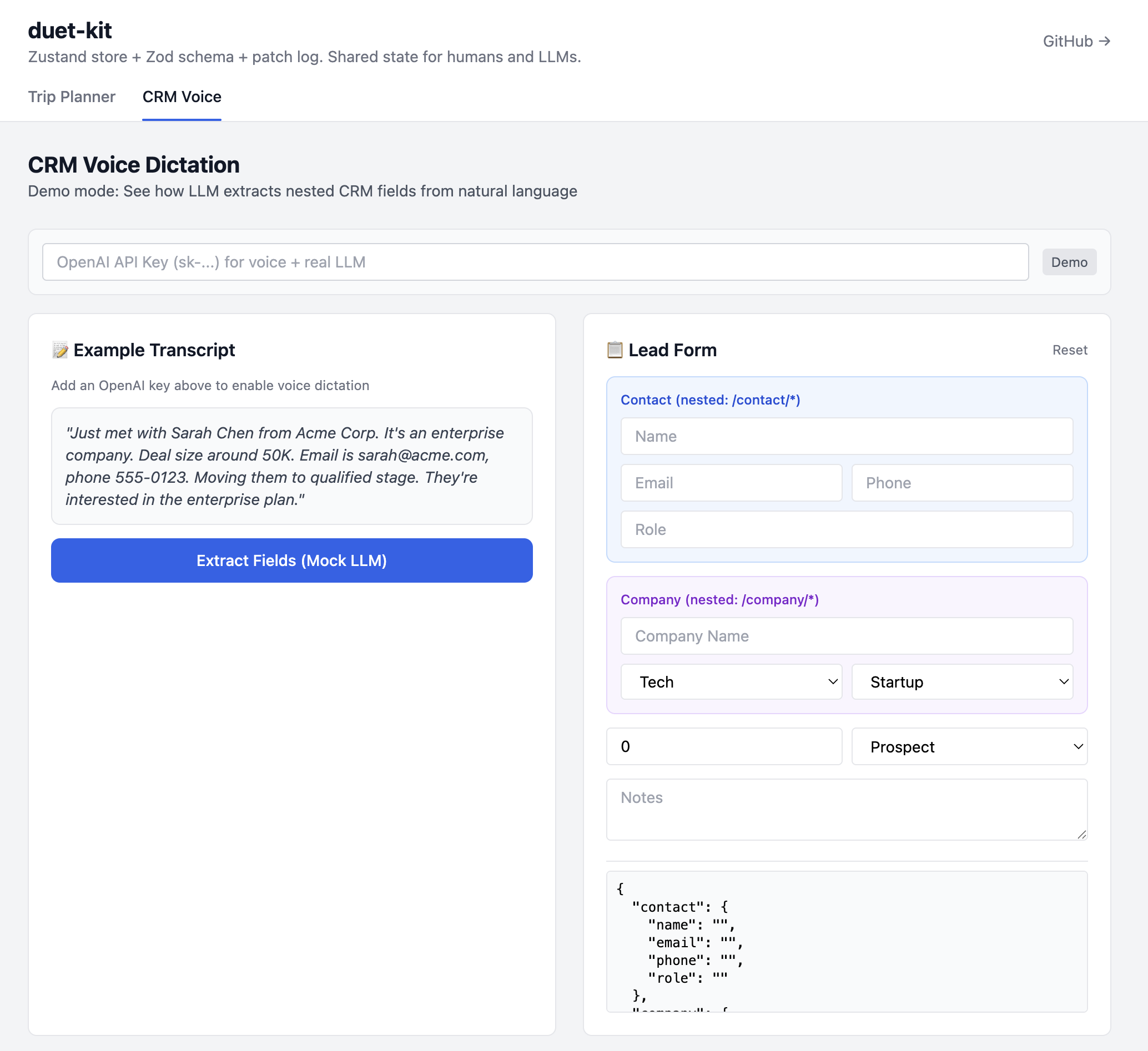 CRM Voice Dictation demo